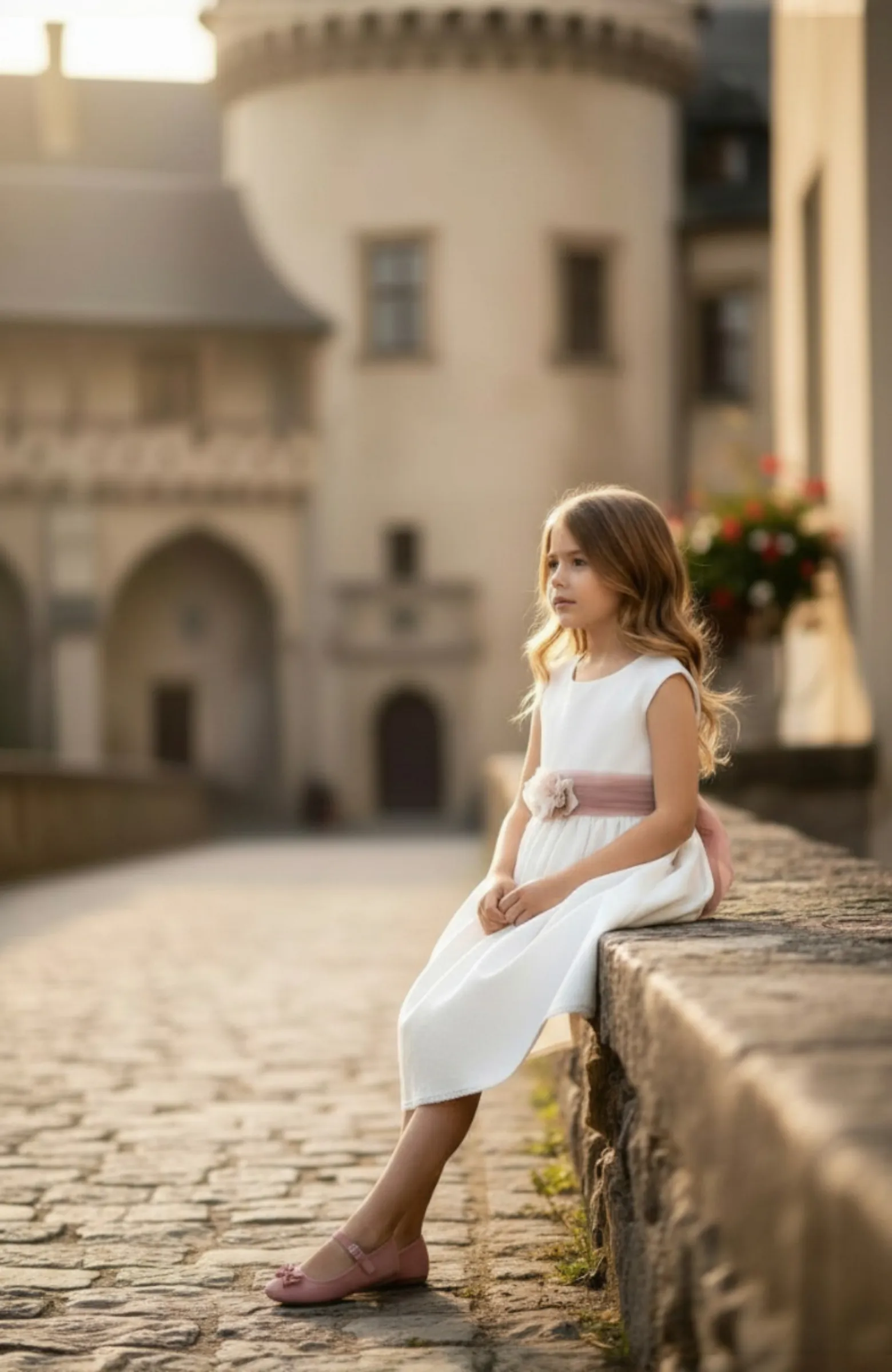 Vestido niña ceremonia Elsa fajin rosa