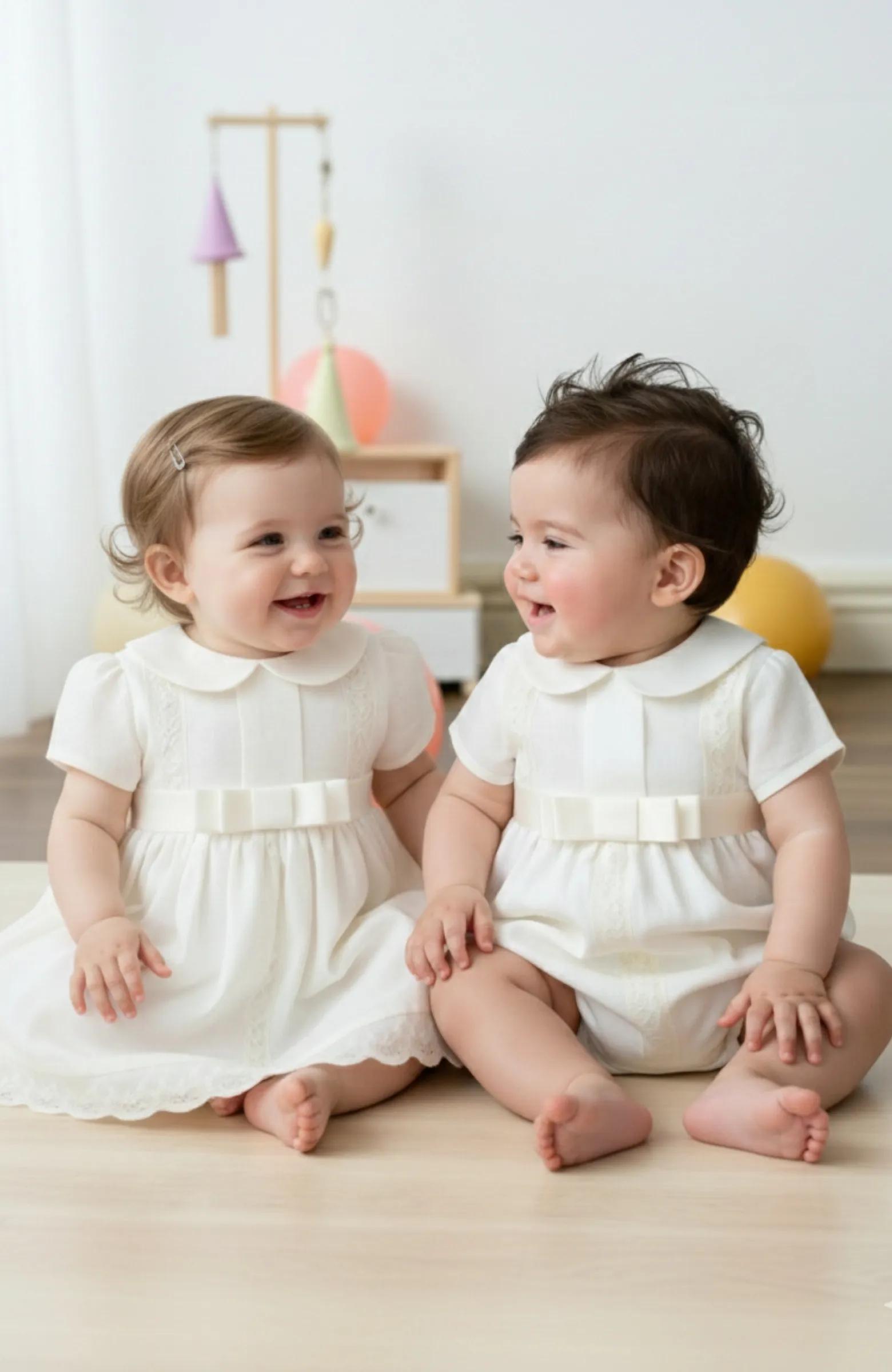 Ranita de Bautizo lino crudo manga corta David