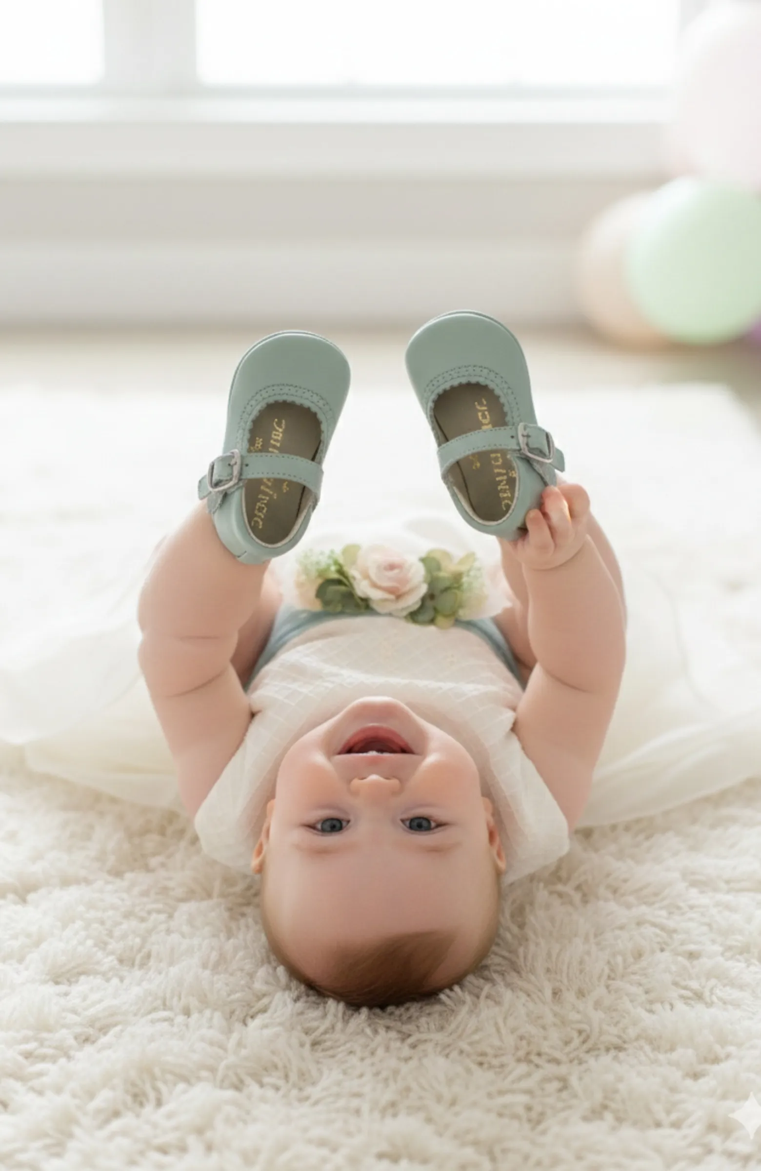 zapatito bebe verde tipo MERCEDITAS