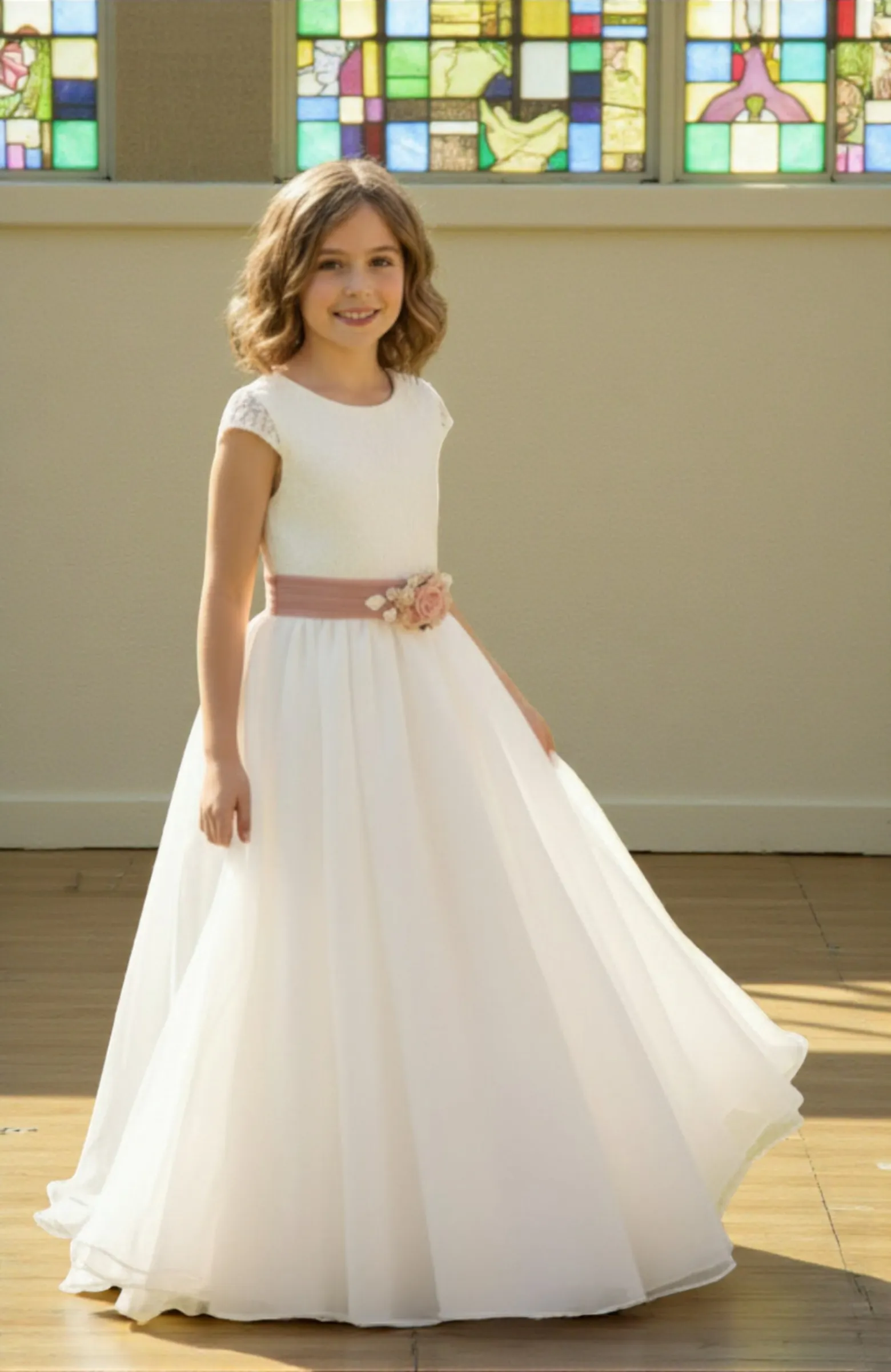 Vestido niña Comunión rosa Paula