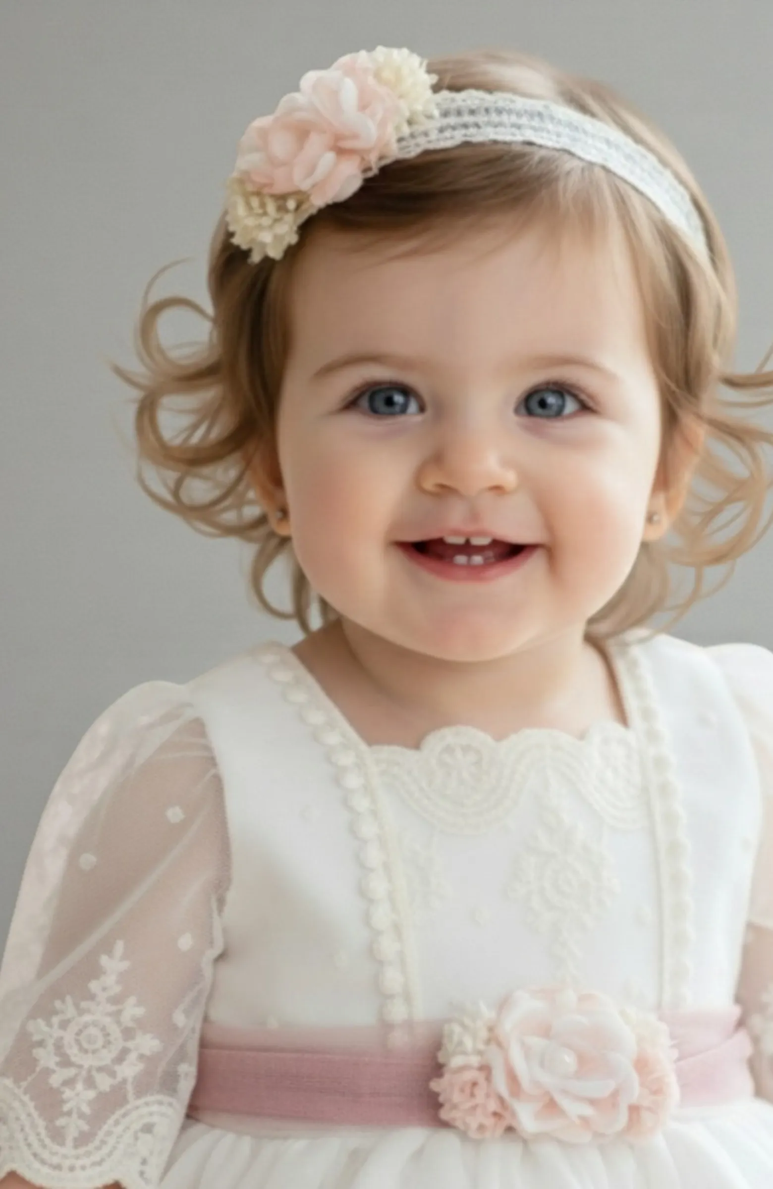 Banda bebé ceremonia elástica detalle rosa