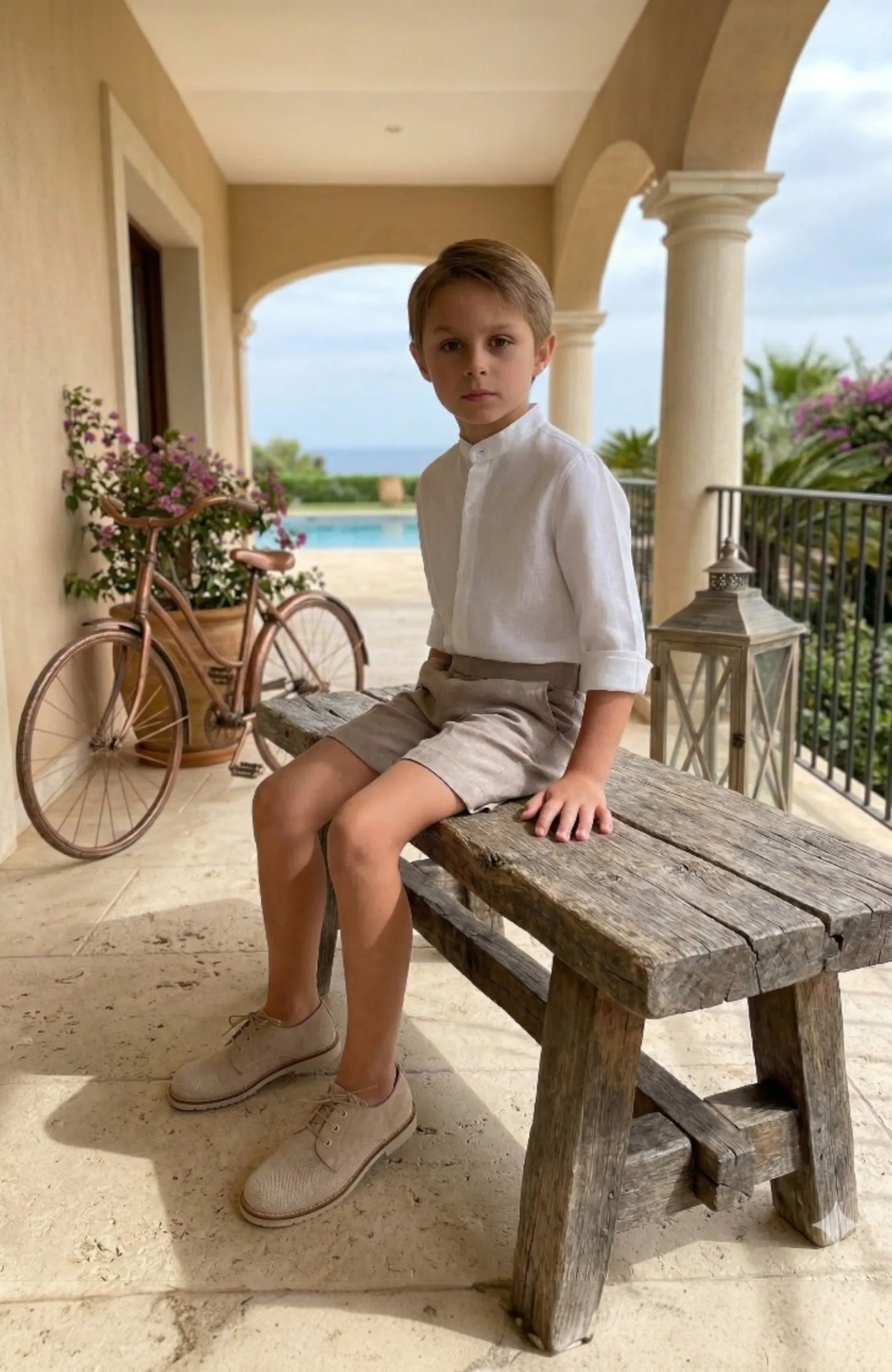 Conjunto niño lino ceremonia rosado Gael 