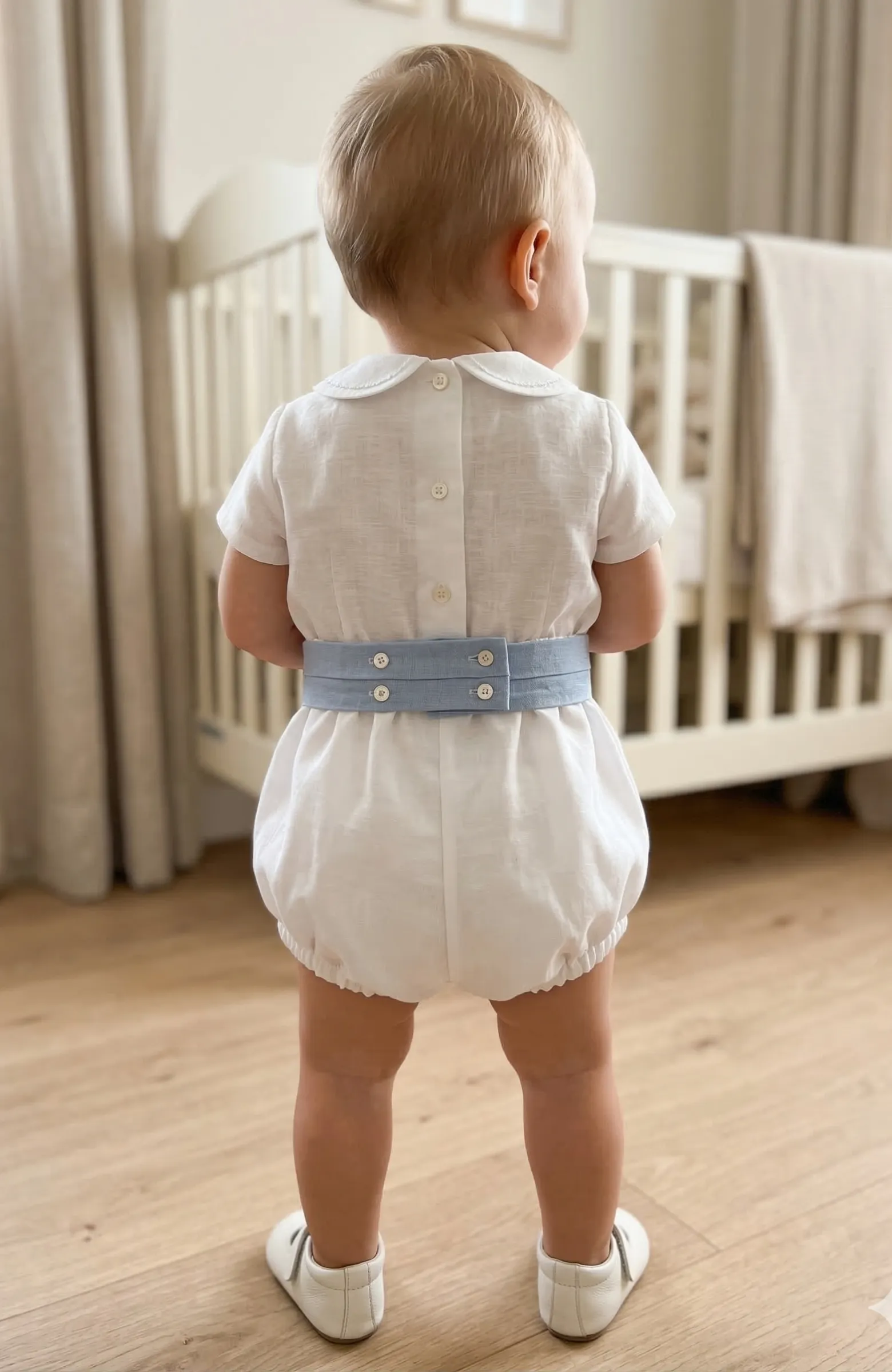 Traje Bautizo niño fajín azul Villanueva