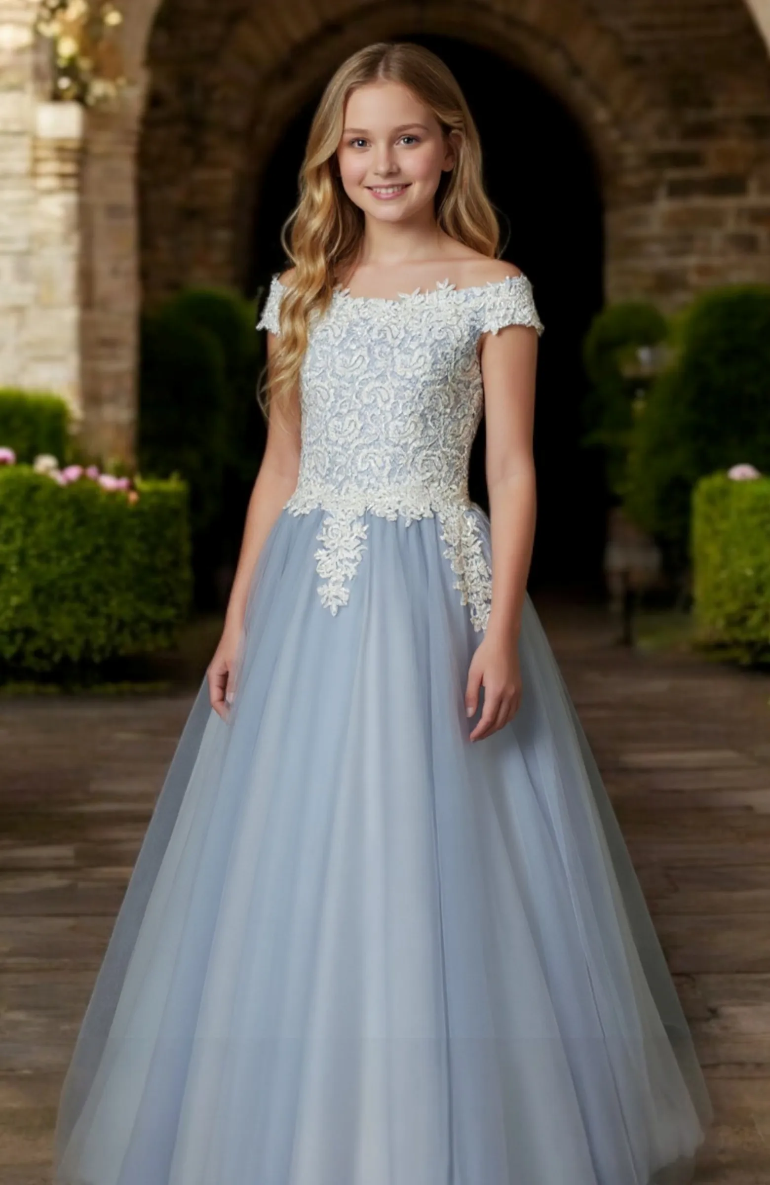 Vestido niña fiesta largo Azul 