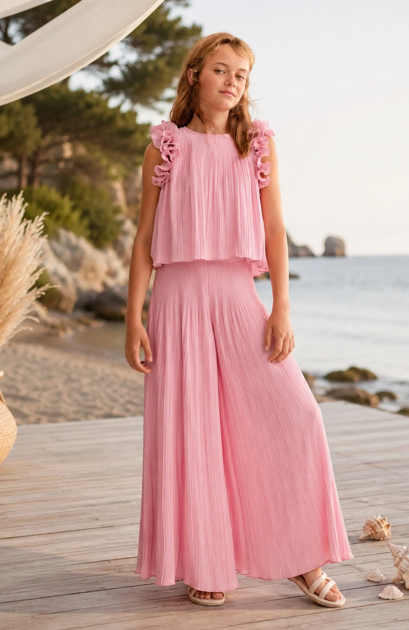 Conjunto Abel and Lula plisado rosa