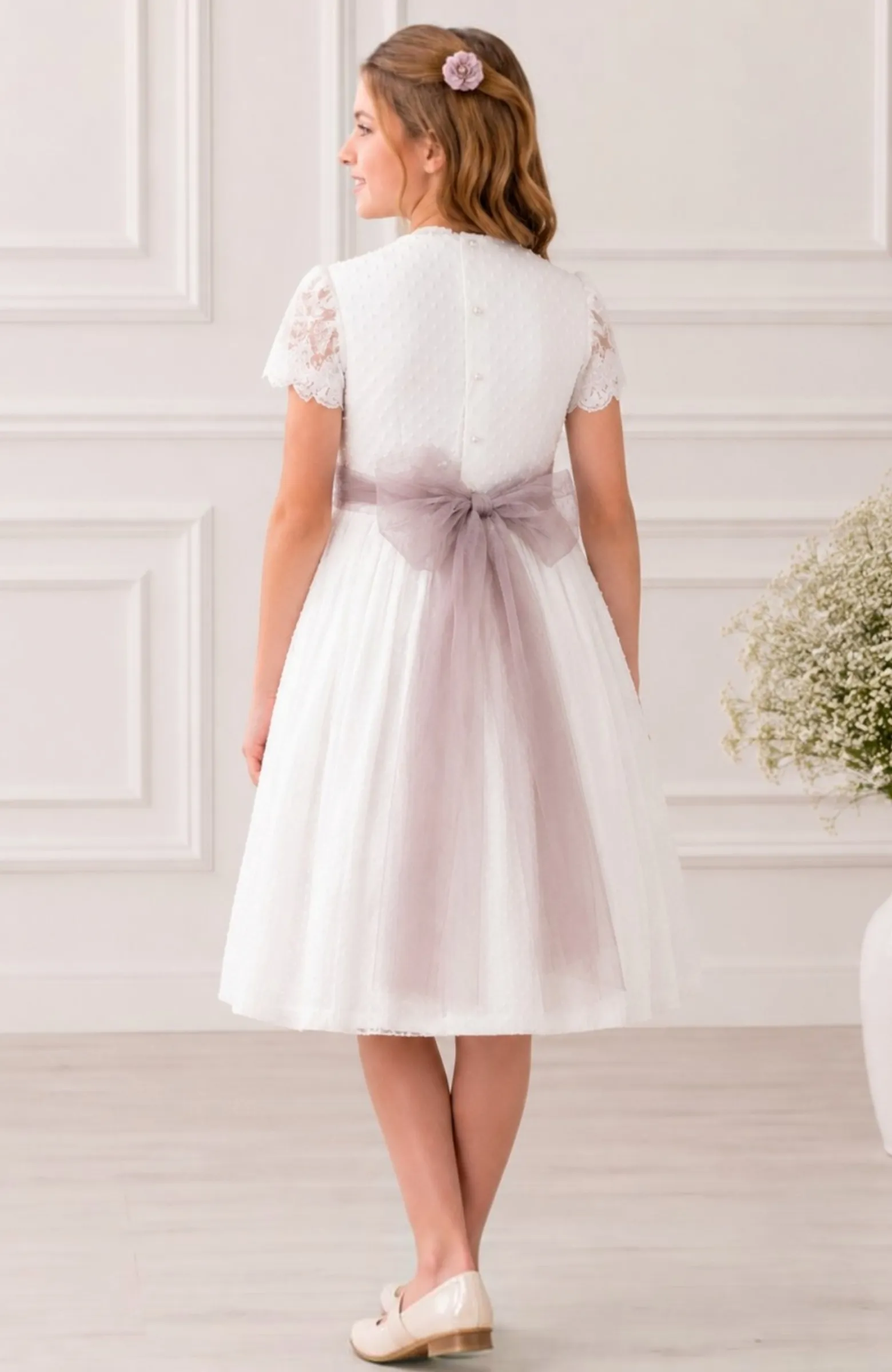 Vestido niña ceremonia plumeti Crudo