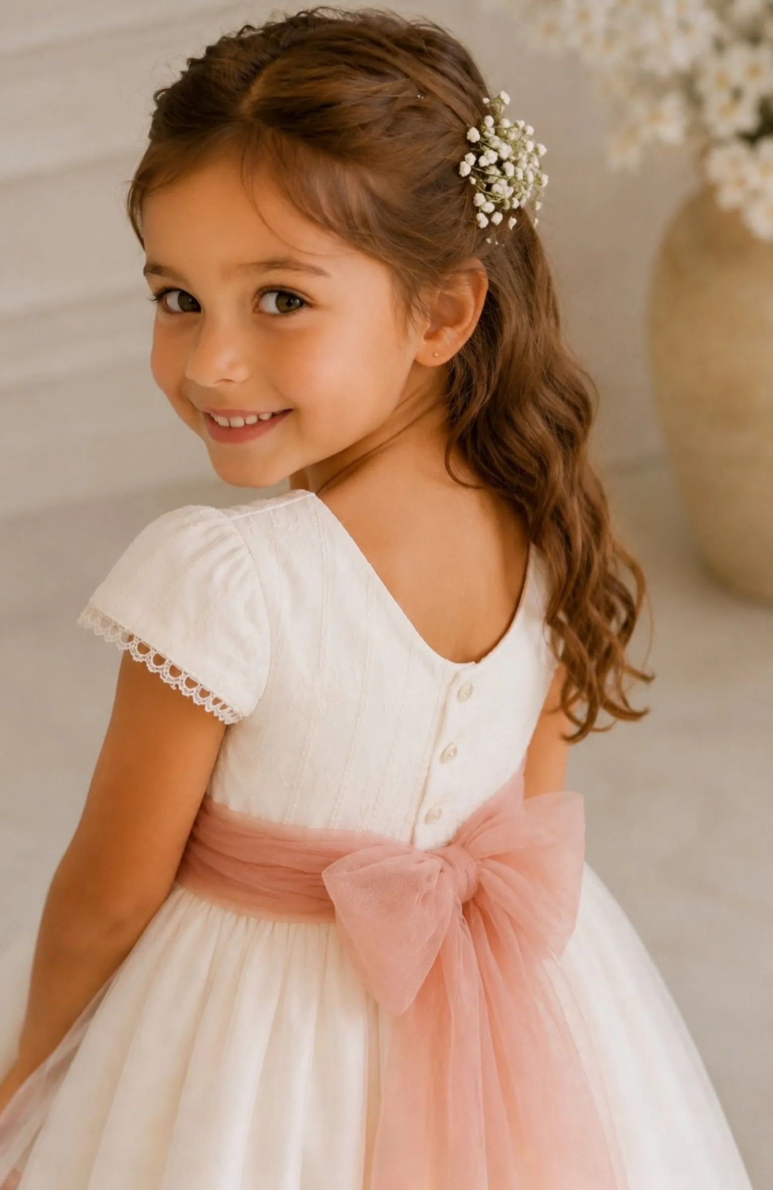 Vestido niña ceremonia rosa Anita