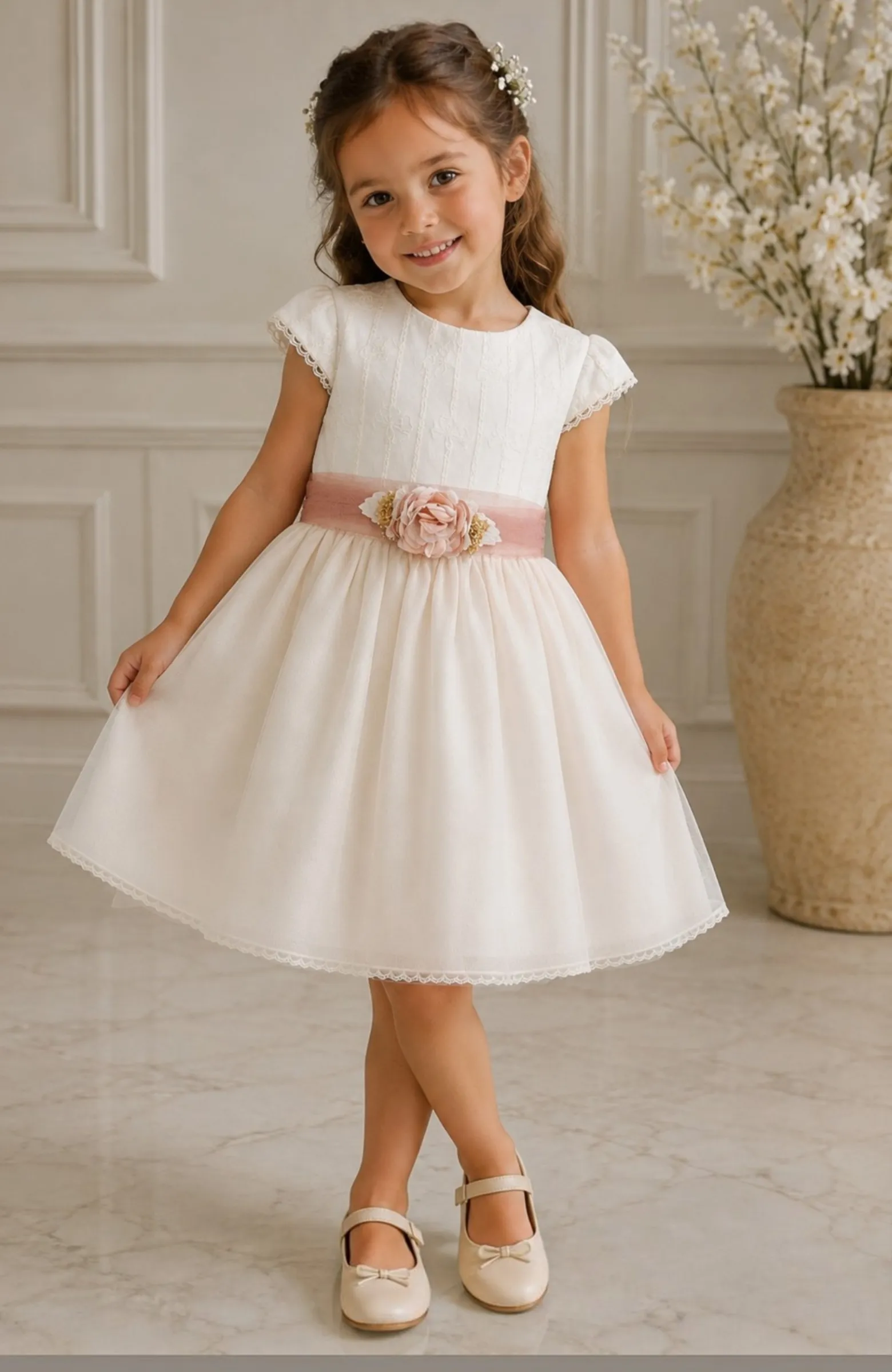 Vestido niña ceremonia rosa Anita