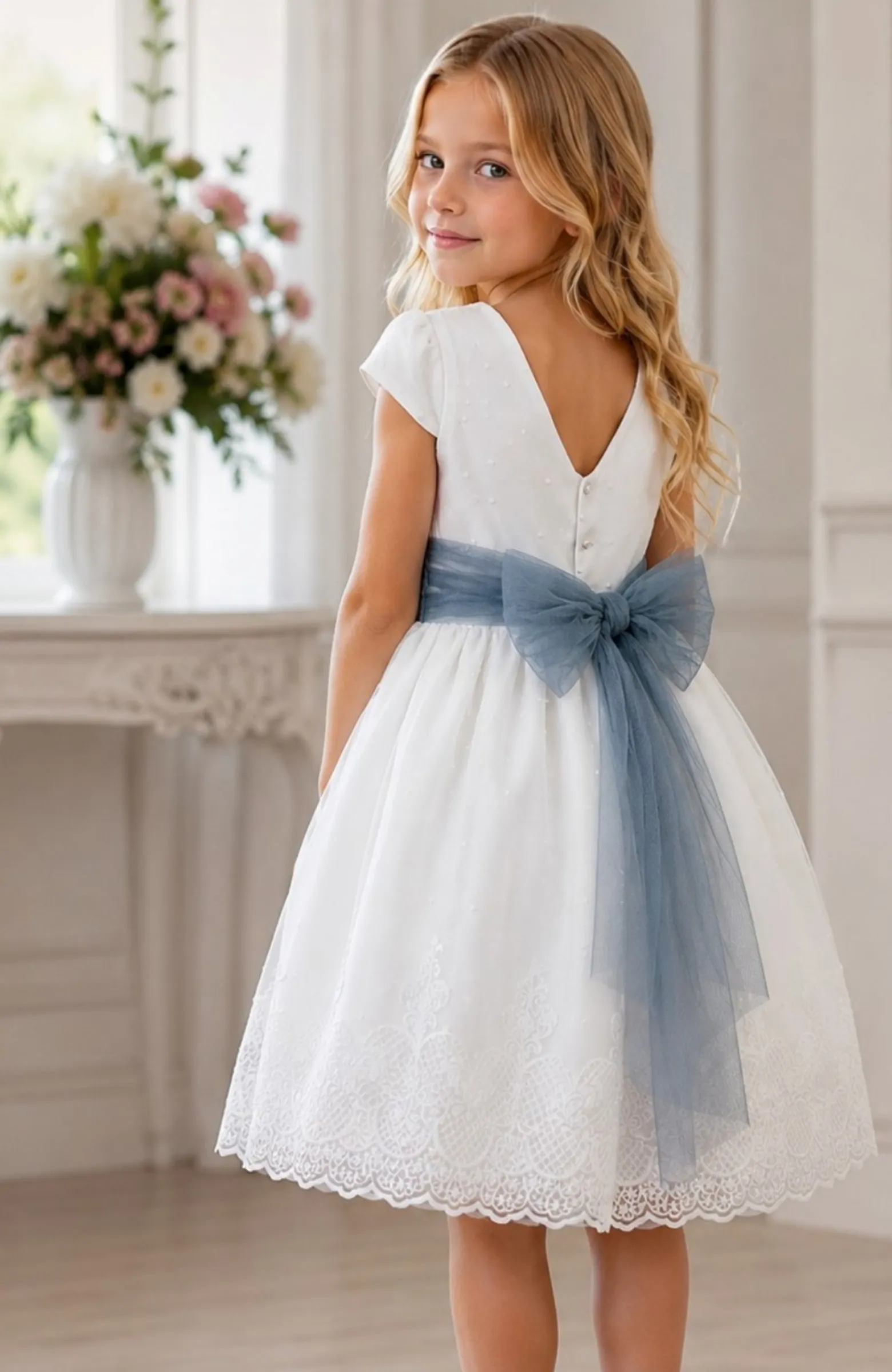Vestido niña Ceremonia azul Inés 