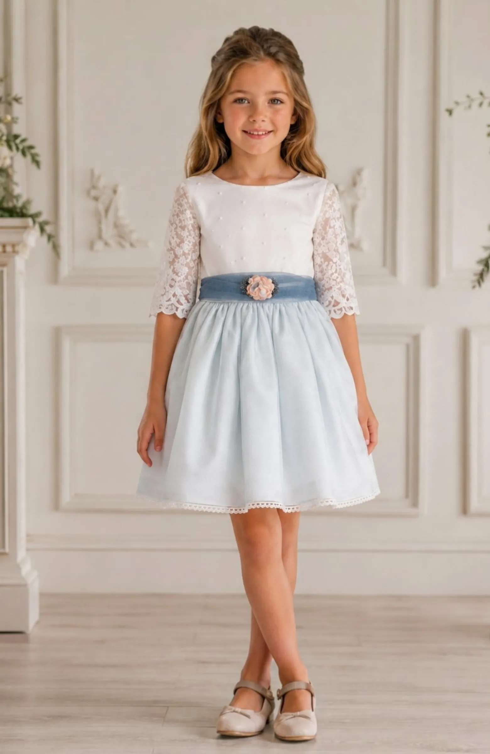Vestido niña ceremonia azul Mora