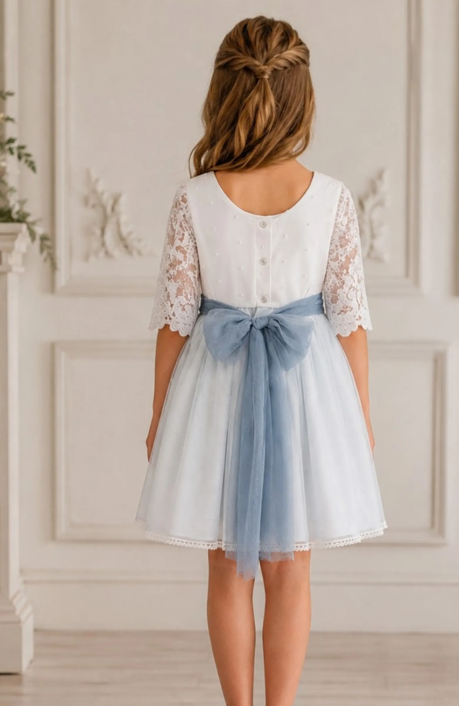 Vestido niña ceremonia azul Mora