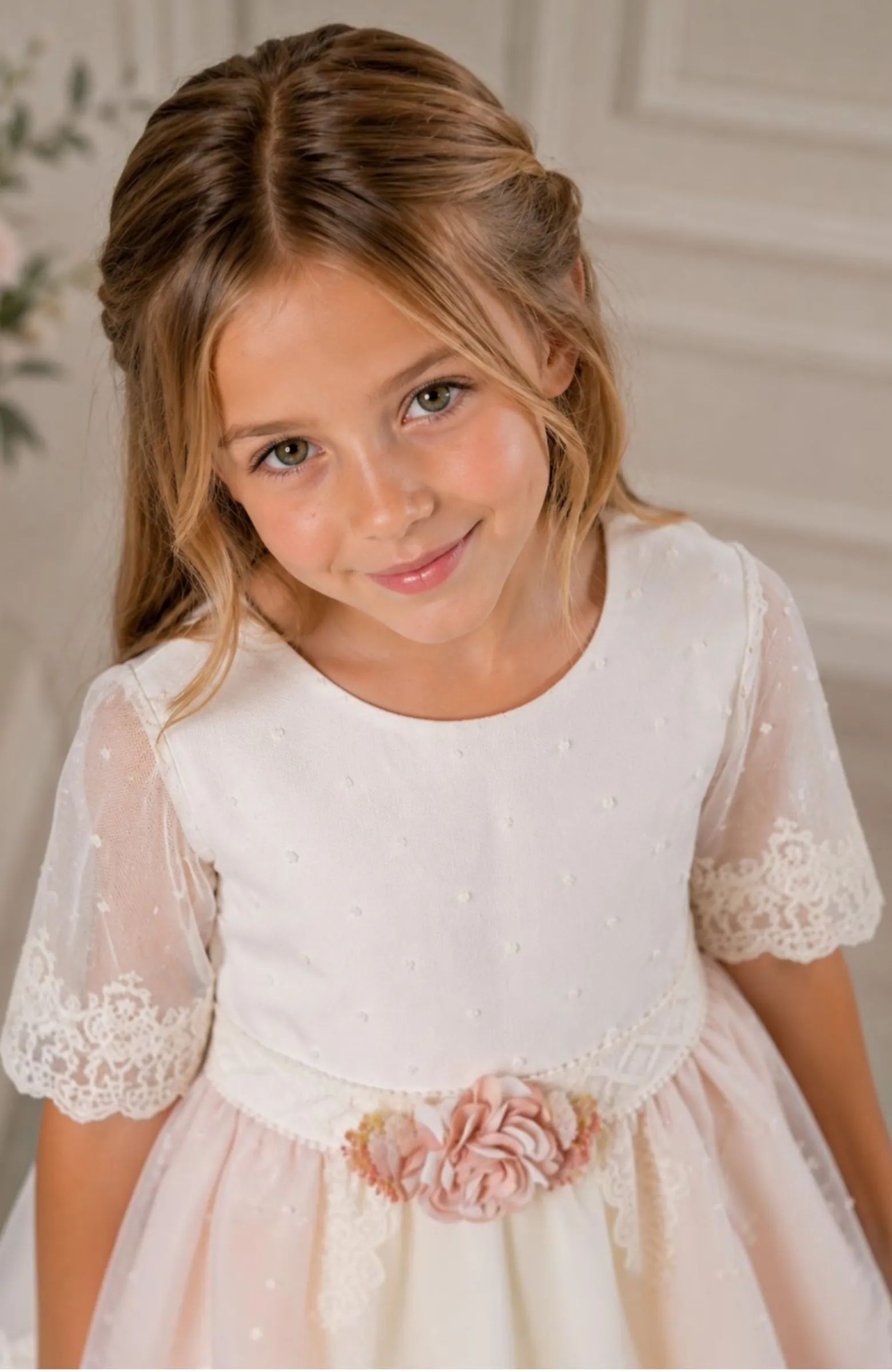 Vestido niña ceremonia rosa Quero