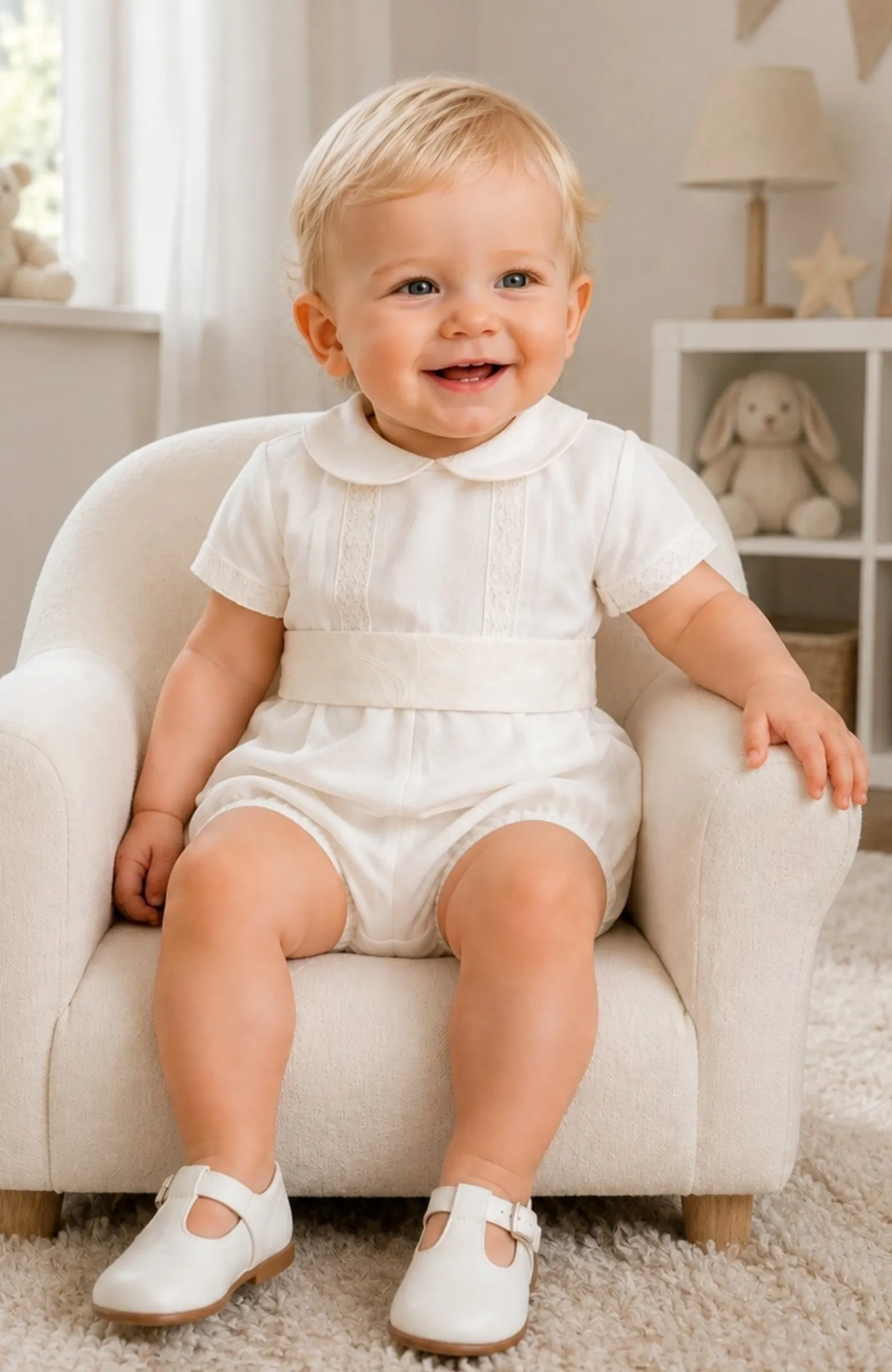 Traje niño Bautizo crudo con cuello bebé Fausto