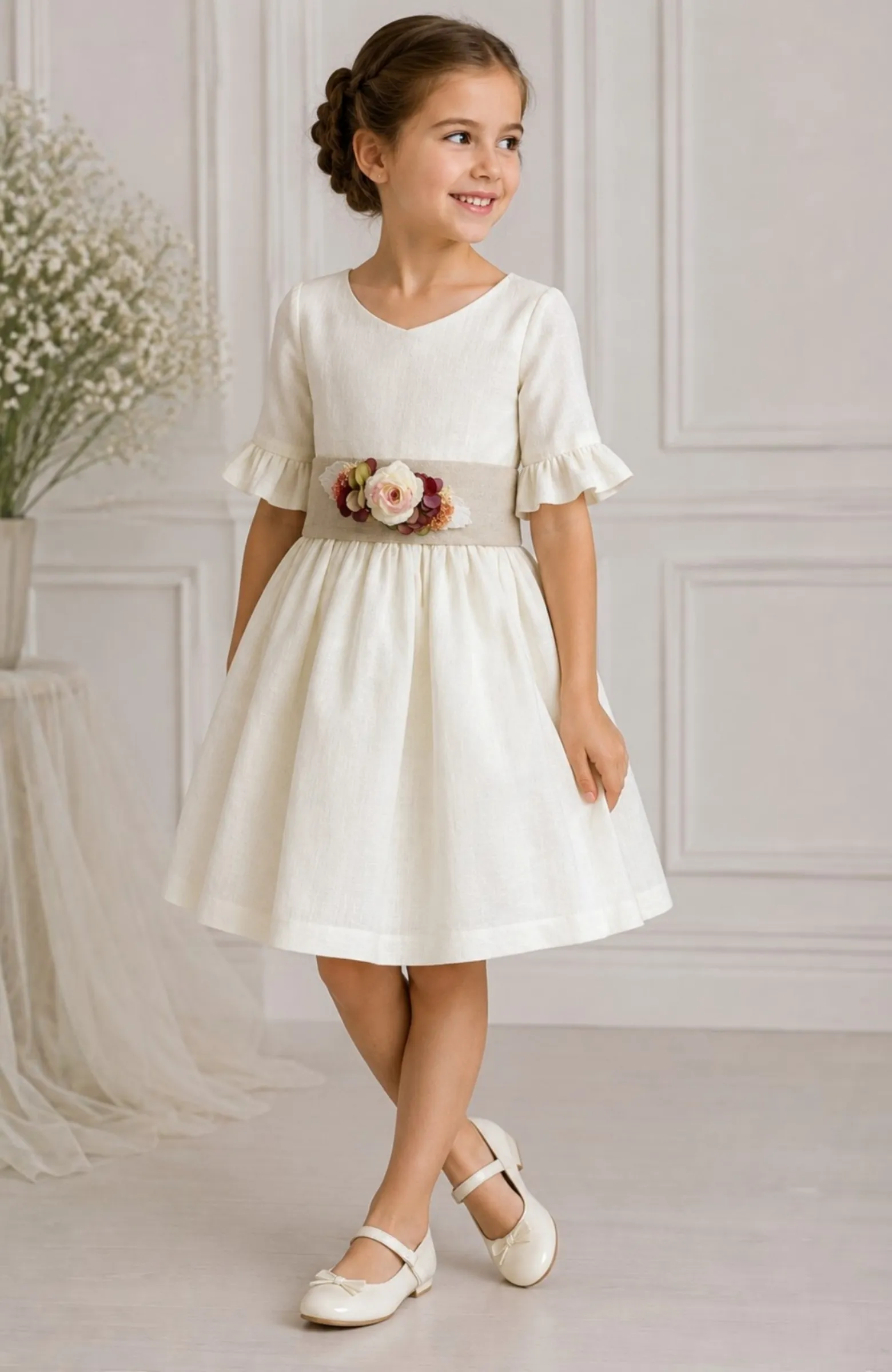 Vestido niña ceremonia lino Lua