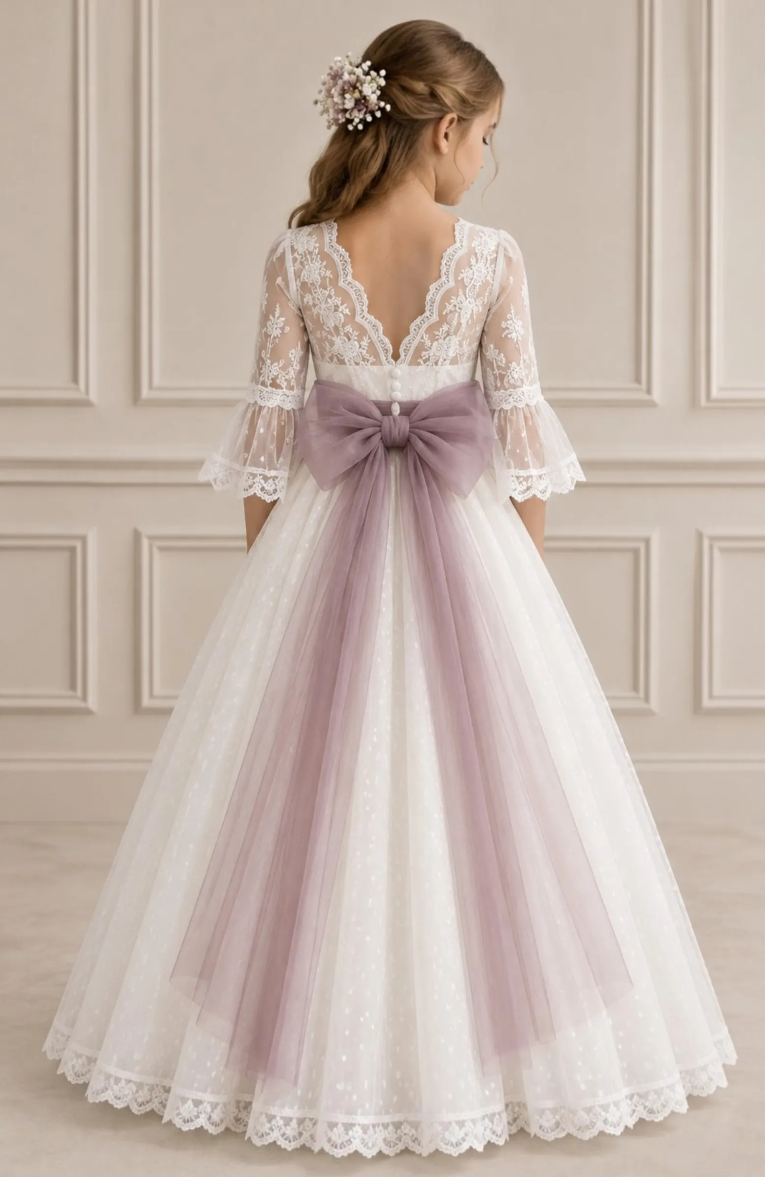Vestido Comunión gasa de topos Belmez
