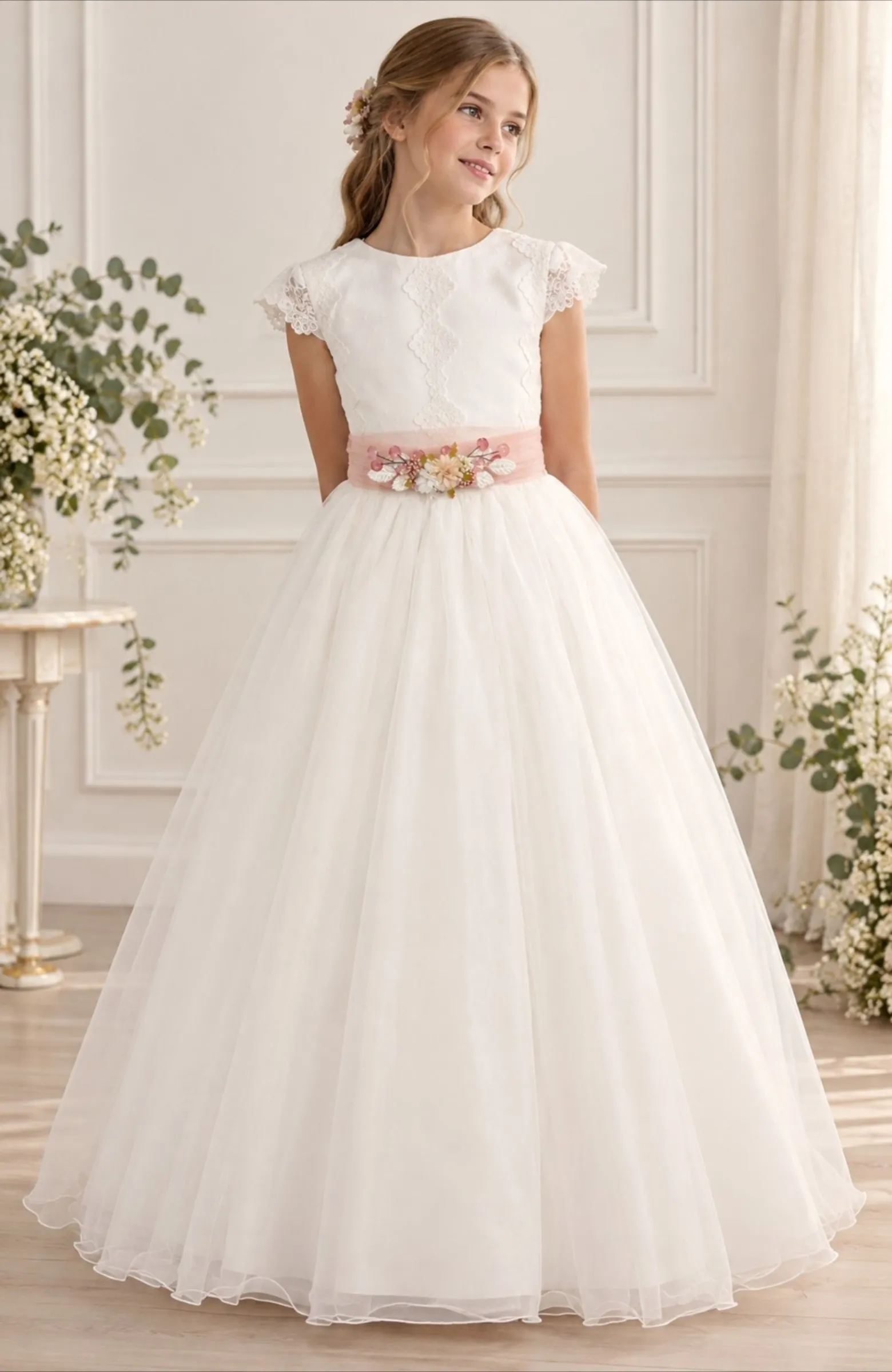 Vestido Comunión fajín rosa Cuba