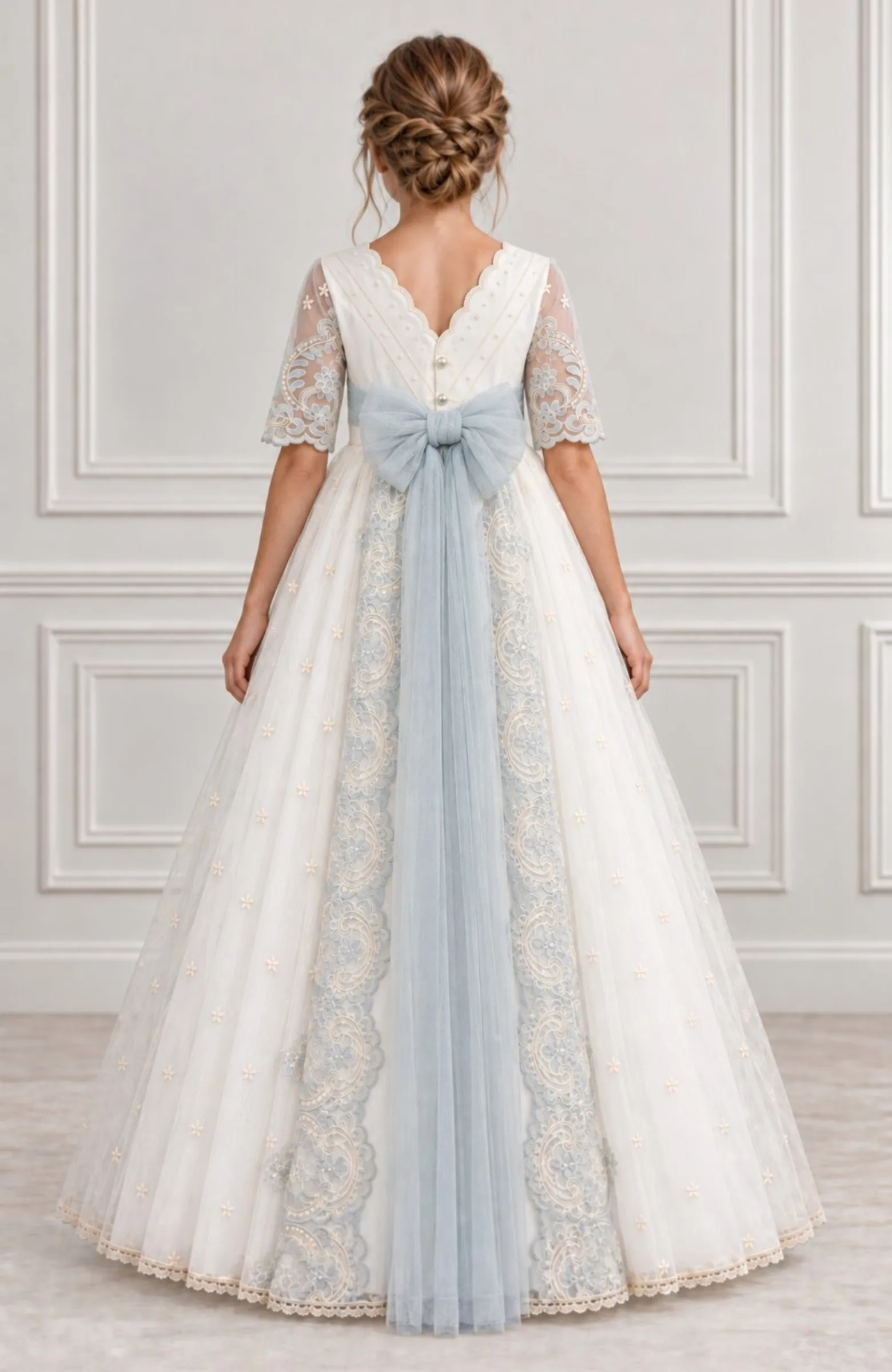 Vestido Comunión romántico bicolor Gozo