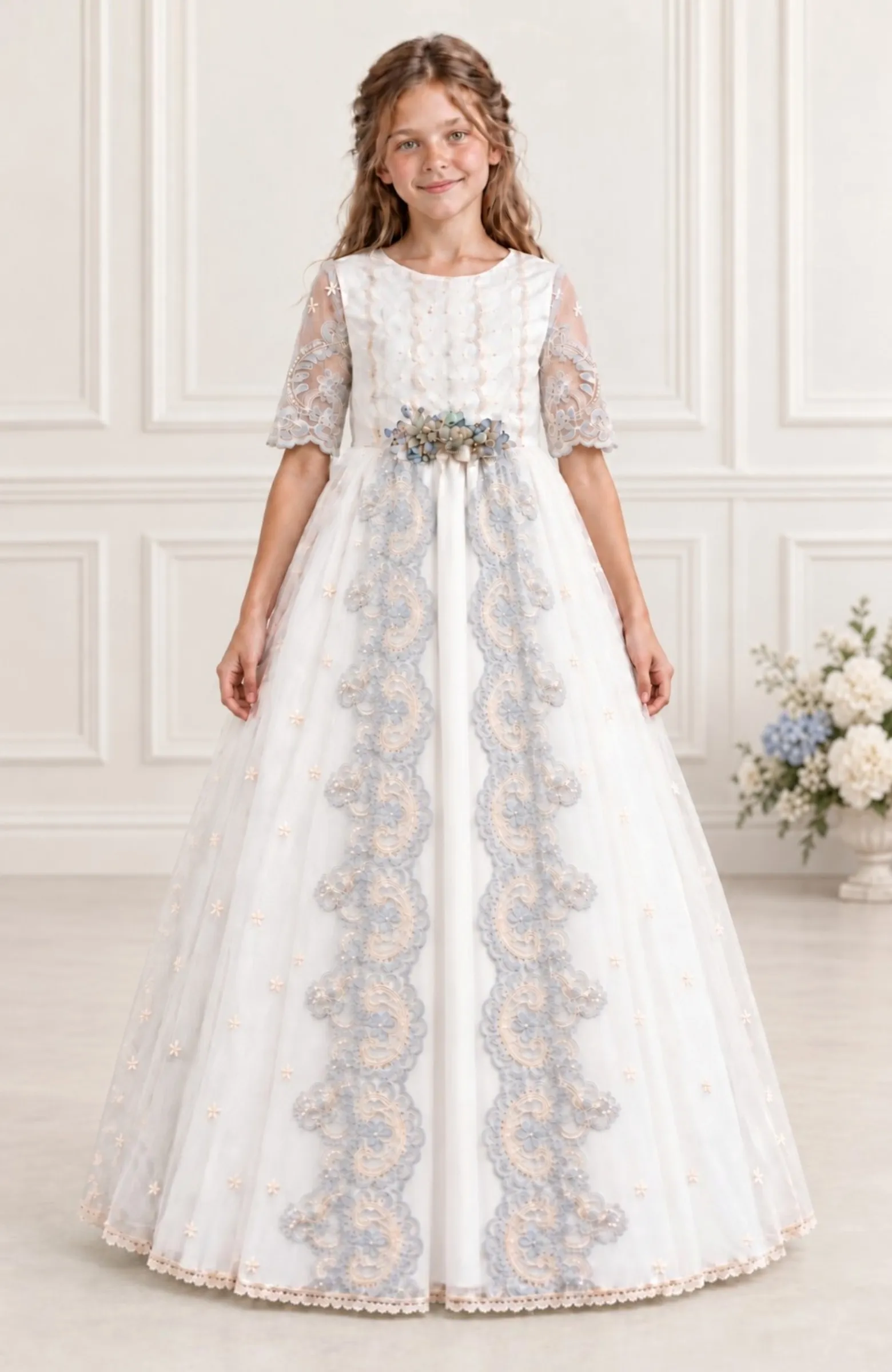 Vestido Comunión romántico bicolor Gozo