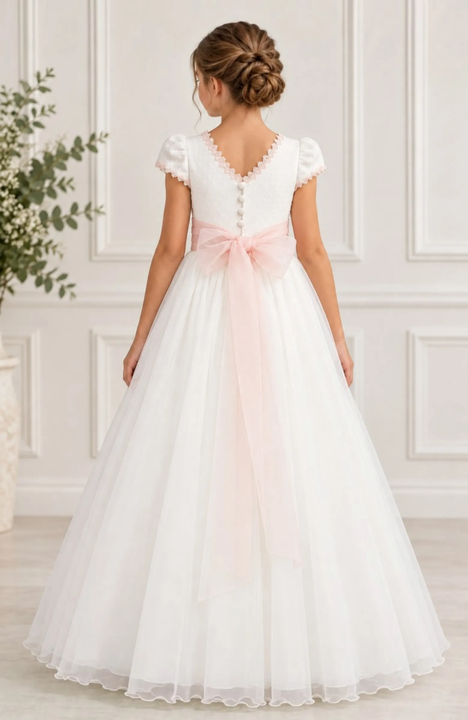 Vestido Comunion capa Marla fajin rosa Jade