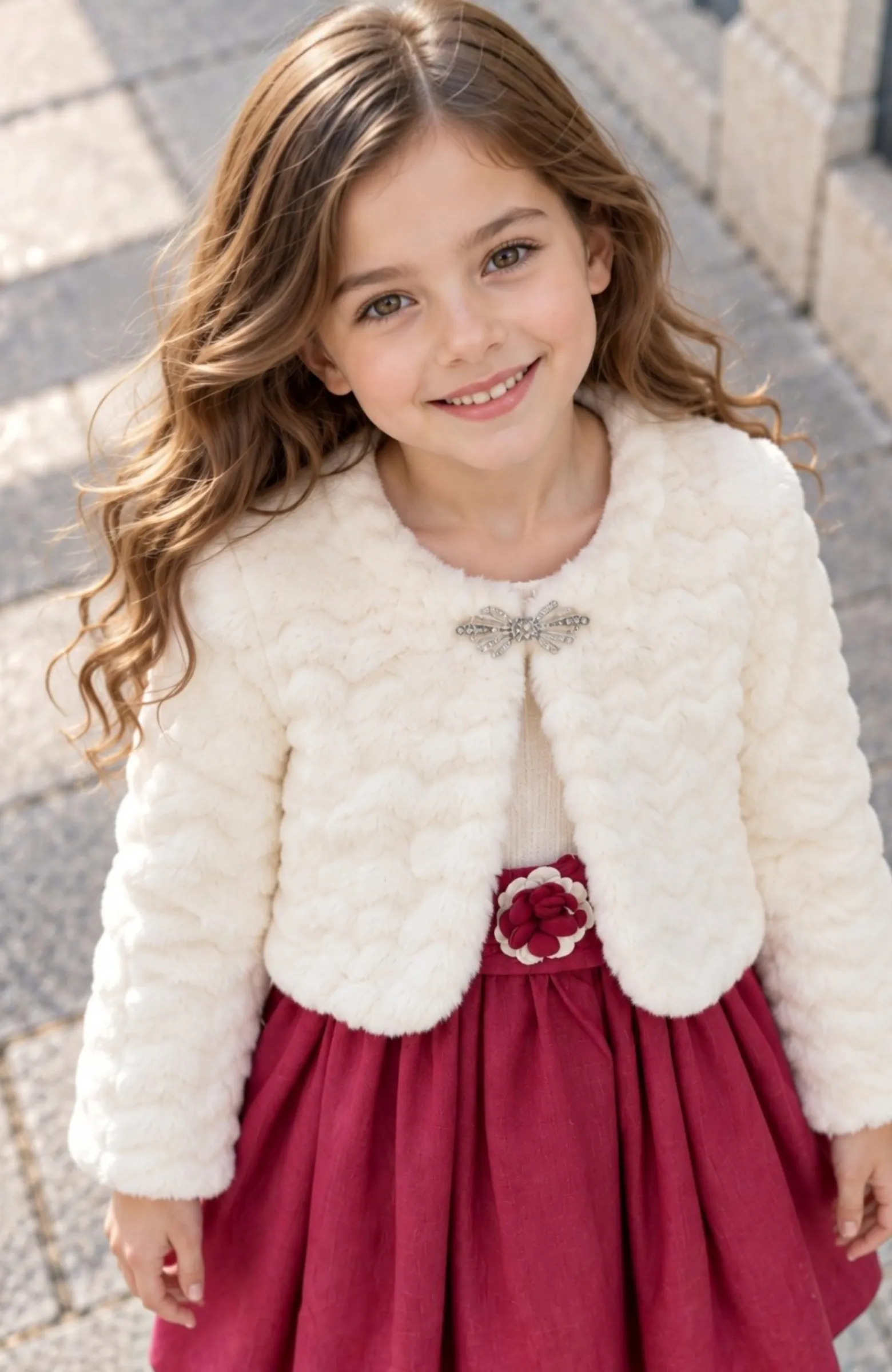 Bolero pelo niña suave color marfil