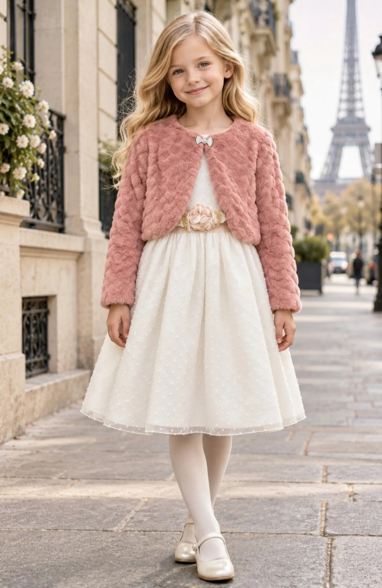 Bolero niña pelo Vuvalu rosado