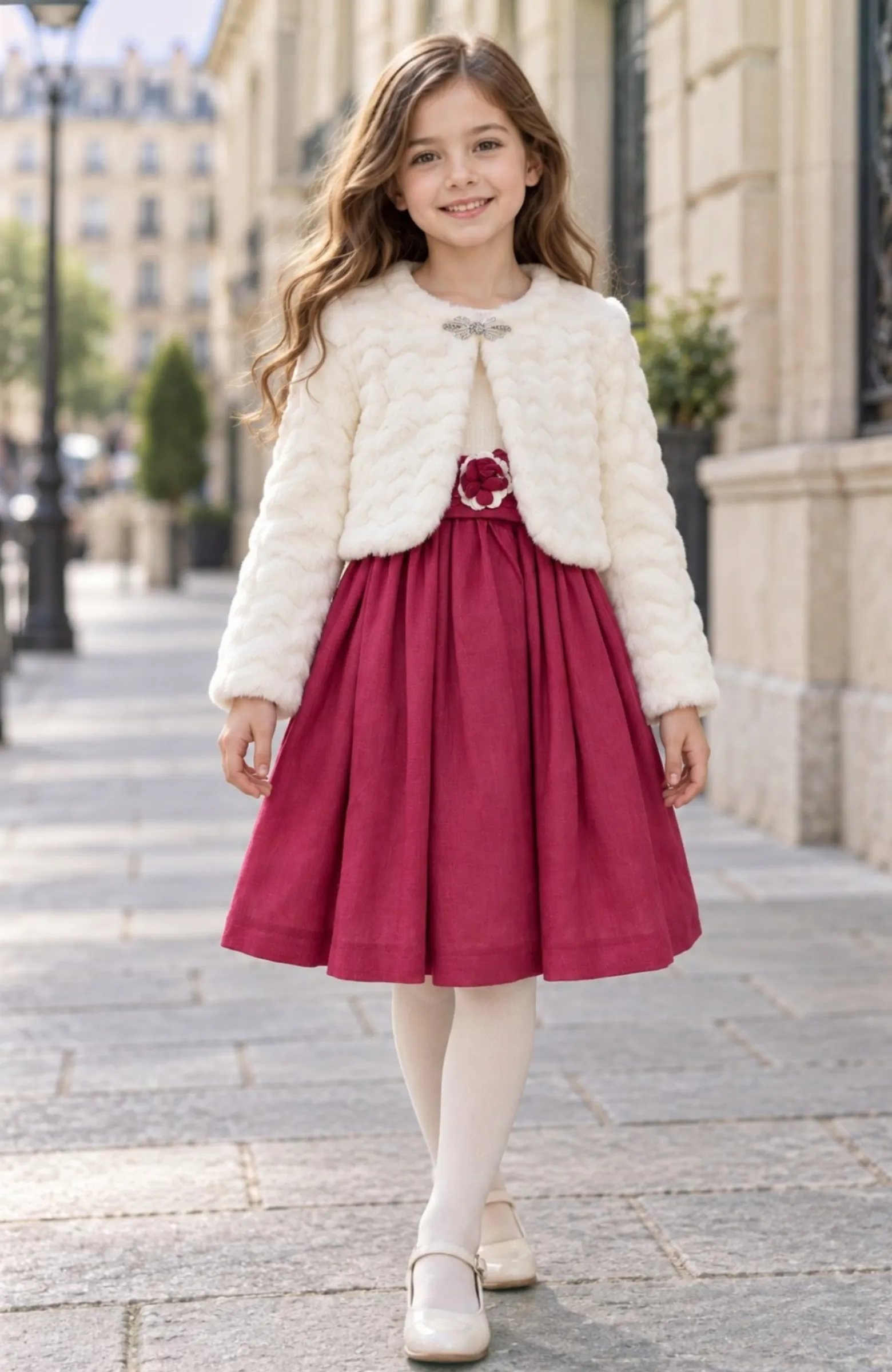 Bolero pelo niña suave color marfil