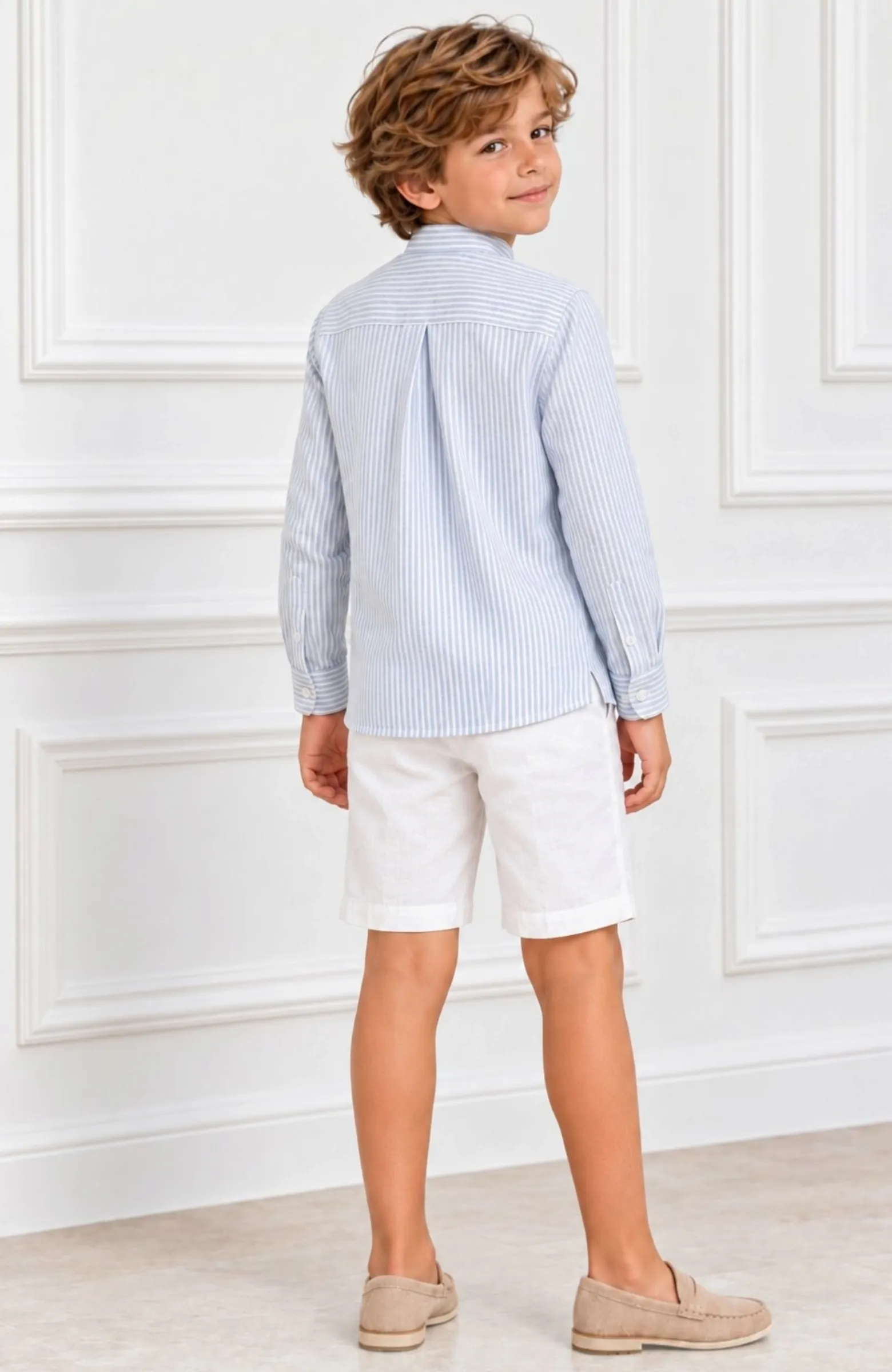 Camisa niño rayas Alamares celeste