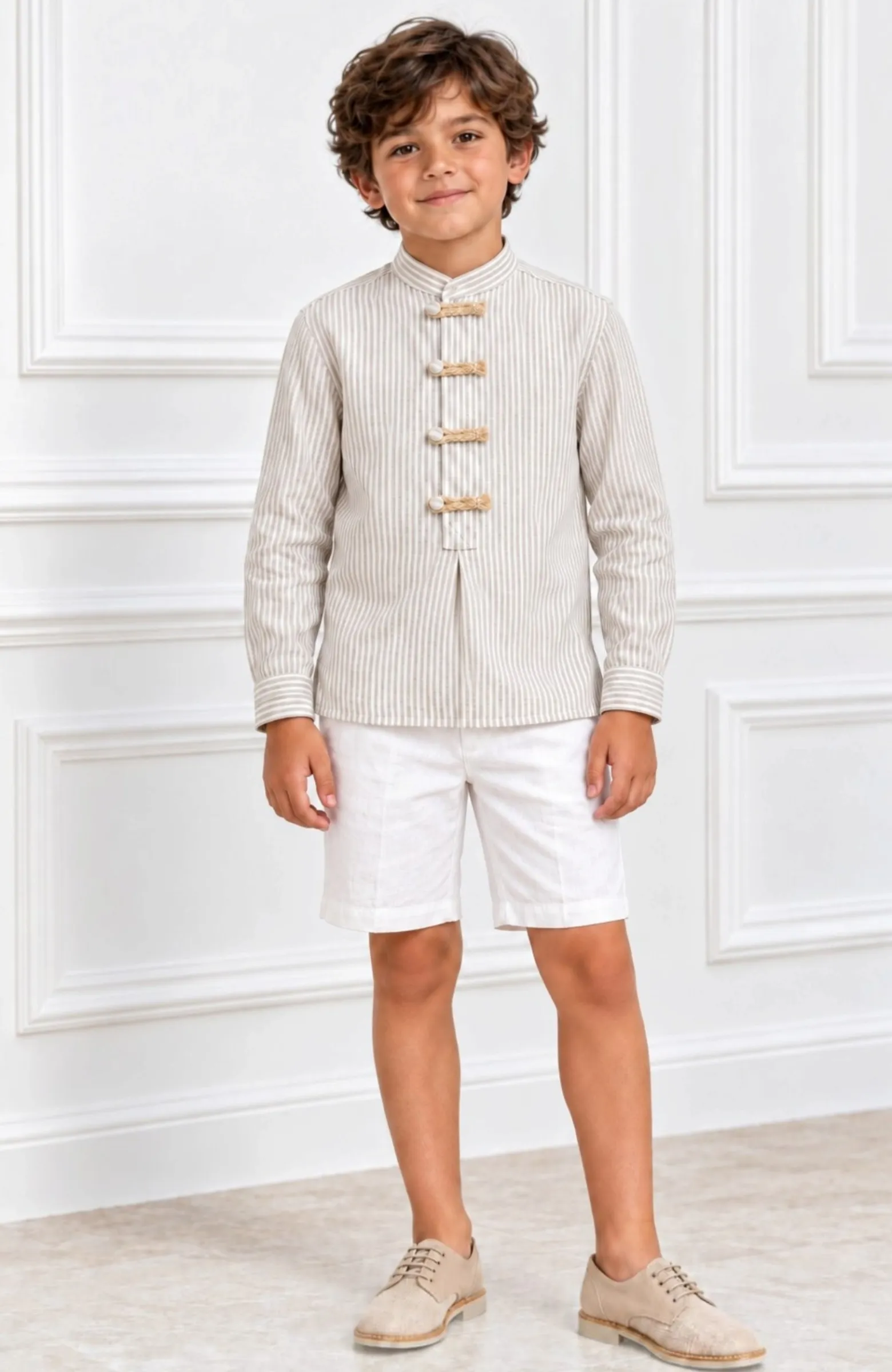 Camisa niño rayas Alamares tostado