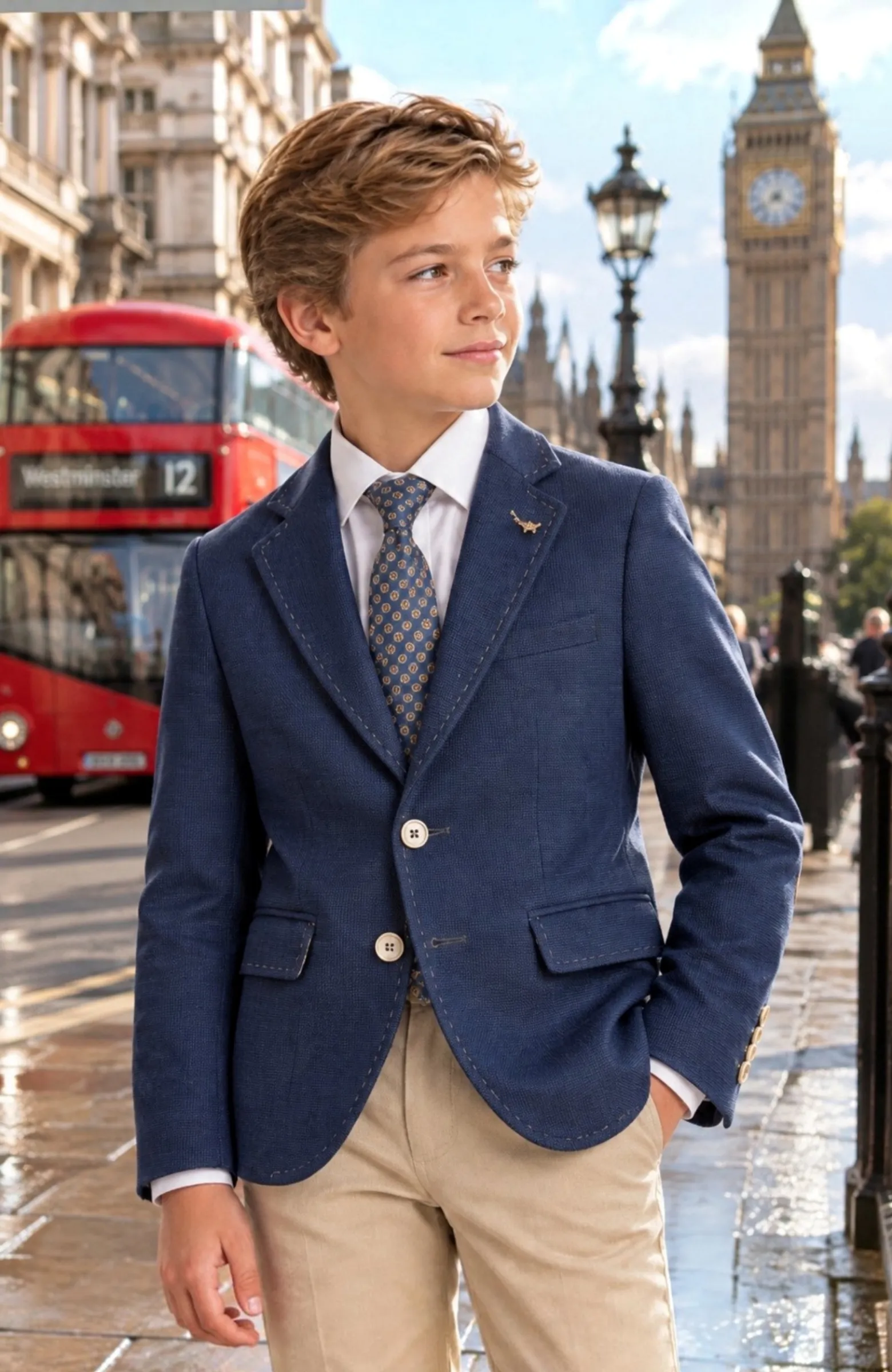 Chaqueta americana niño ceremonia marino Carlo