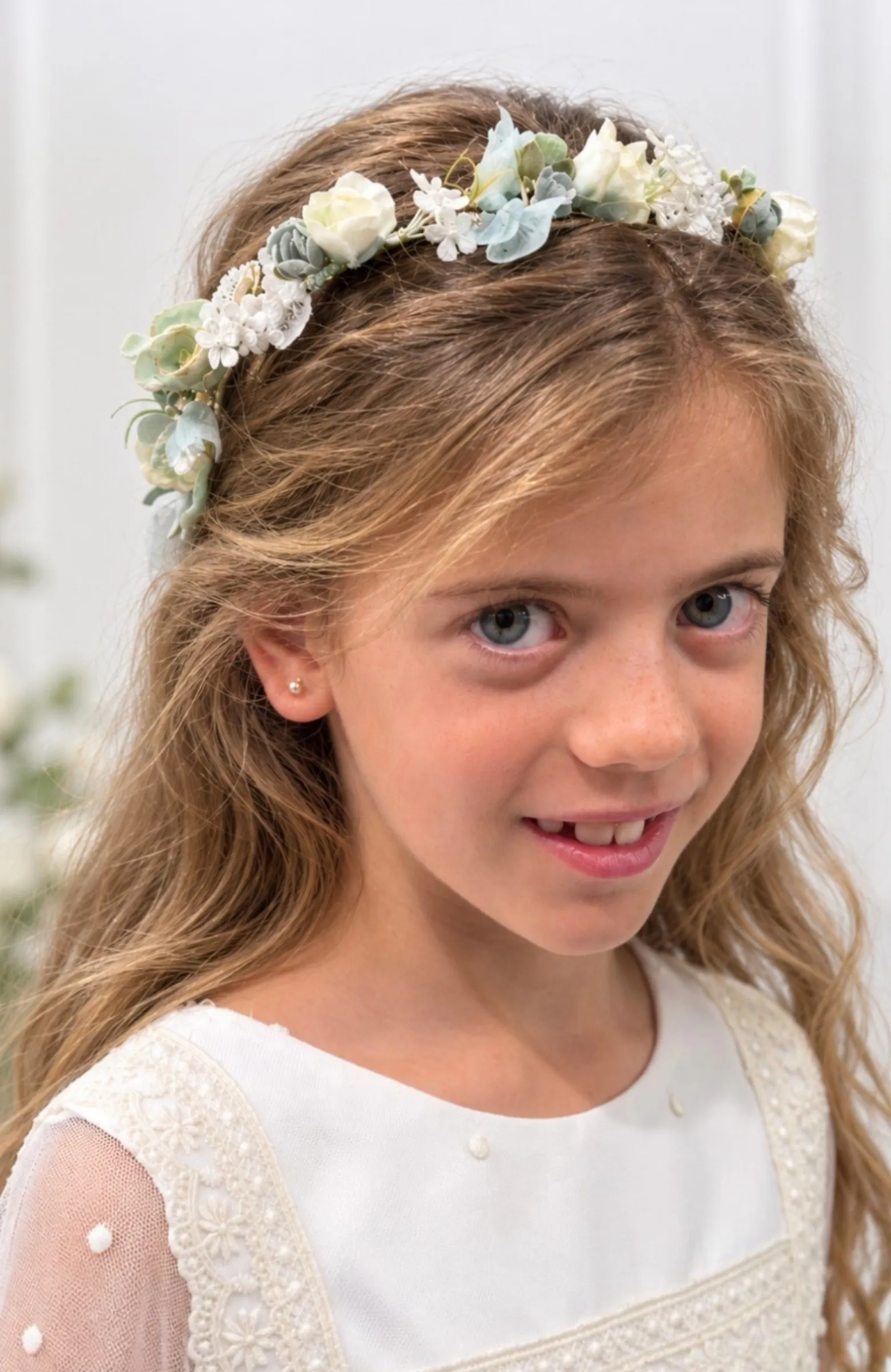 Corona niña ceremonia verde Dama