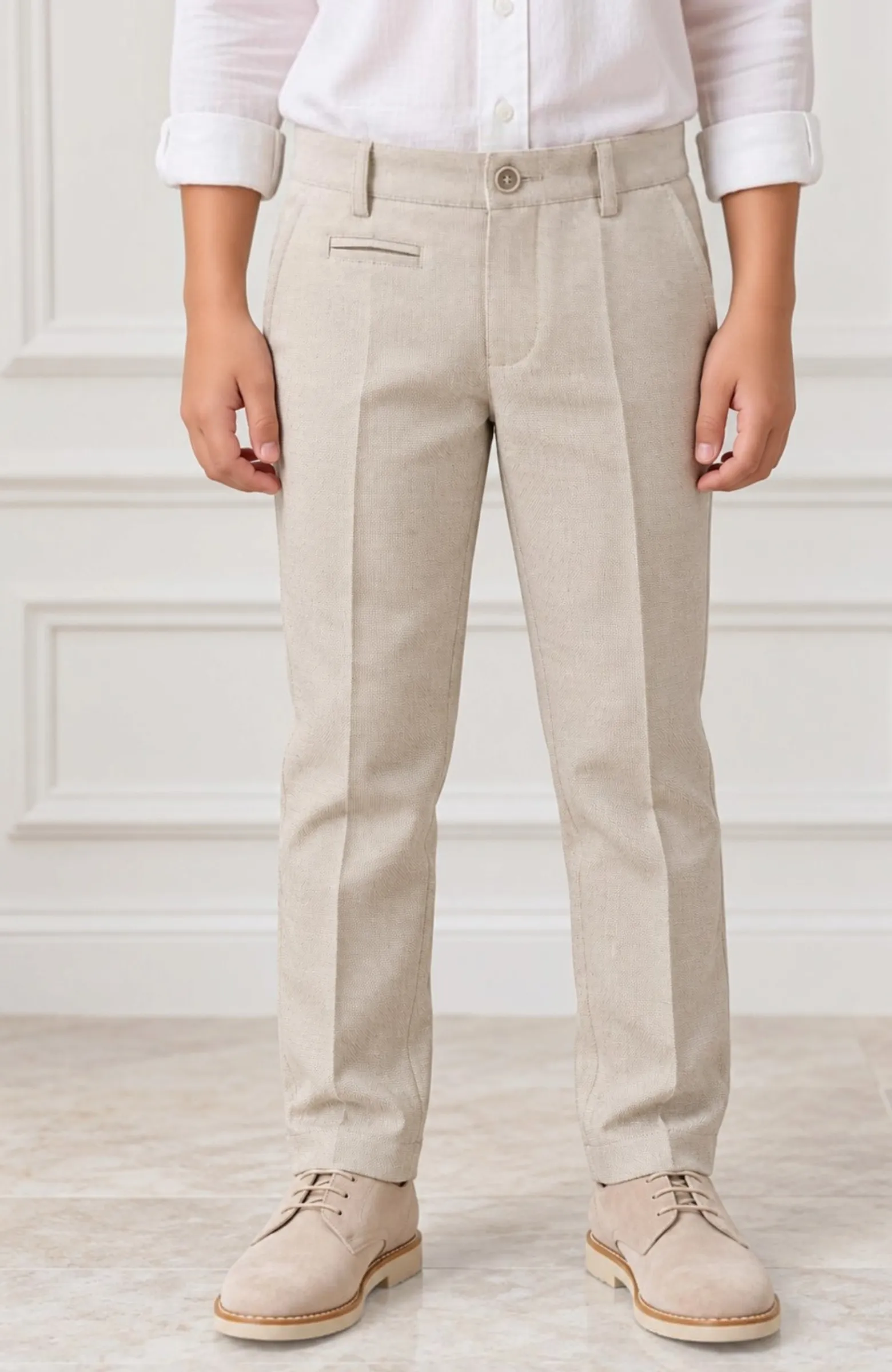 Pantalón niño vestir tostado Oxford