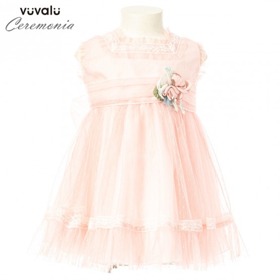 VESTIDO NIÑA BEBE TUL ROSA 