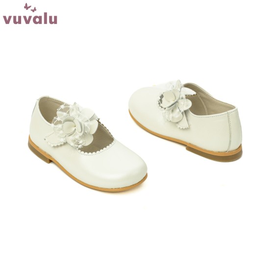 ZAPATO NIÑA con flor de piel