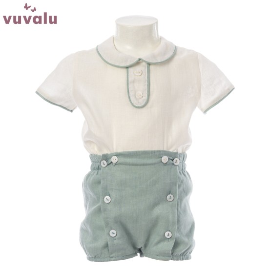 Conjunto lino bebé Mateo verde