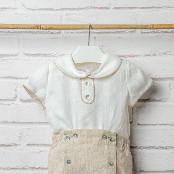 conjunto lino bebe tostado Carolo