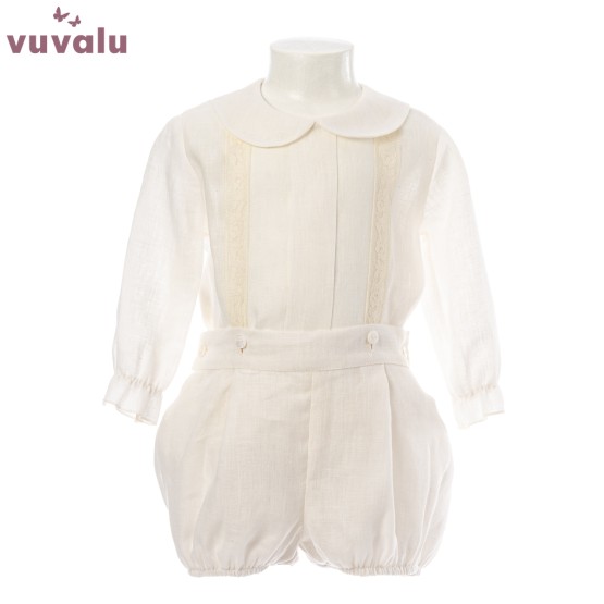 TRAJE NIÑO BAUTIZO LINO CRUDO