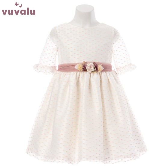 vestido niña de plumeti rosa