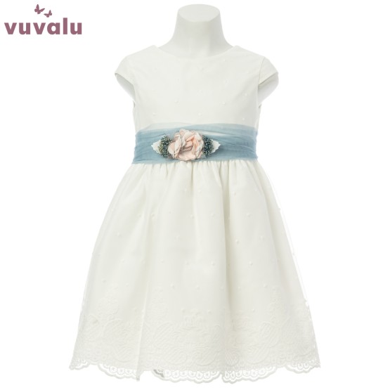 Vestido de Ceremonia Inés crudo azul