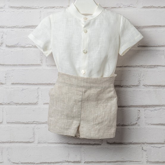 conjunto bebe lino tostado