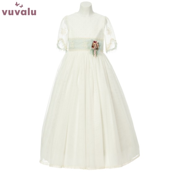 VESTIDO COMUNION NIÑA con cintura bordada