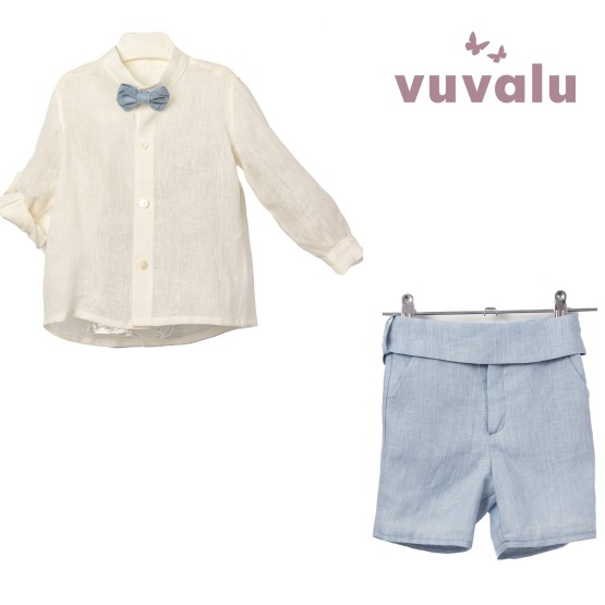 Conjunto niño ceremonia Lino David celeste