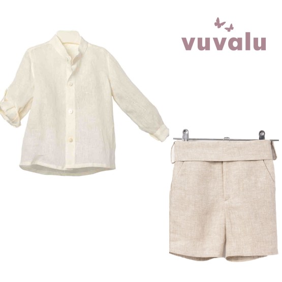 Conjunto niño ceremonia Lino Noah tostado