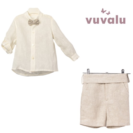 Conjunto niño ceremonia Lino Kike tostado