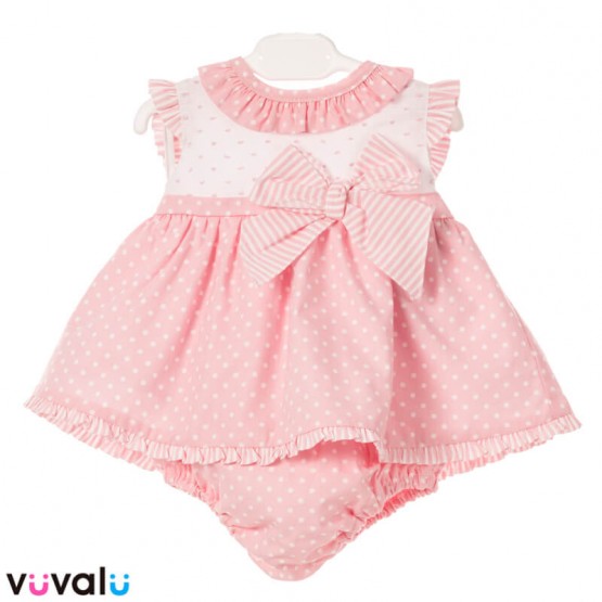 VESTIDO BEBE CON BRAGUITA Y CAPOTA MODELO 9117