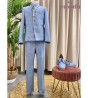 TRAJE NIÑO CUELLO MAO AZUL